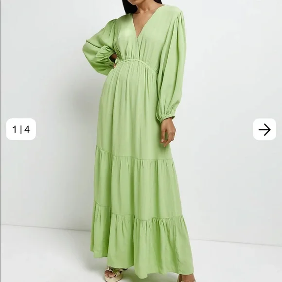 Maxi Dress River Island Green Wrap Dress River Island Dresses River Island  Green Lime Tiered Maxi